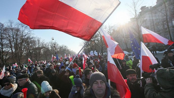 Demonstrace proti polské vládě, ilustrační foto