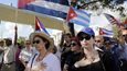 Demonstrace proti sbližování USA v Kubou v Miami