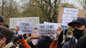 Demonstrace před ruským velvyslanectvím: Mezi odpůrci a příznivci Ruska došlo k potyčkám