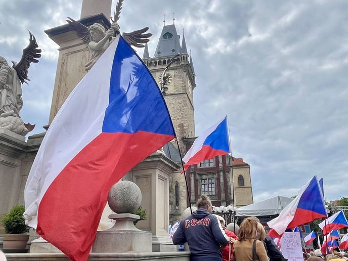 Protest v Praze z období pandemie covidu-19. Protest v Praze z období pandemie covidu-19.