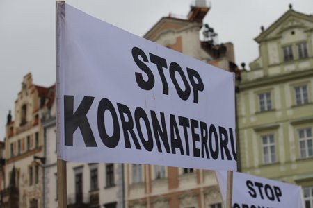 Průběh demonstrace proti vládním opatřením namířeným proti koronaviru. (10. leden 2021)