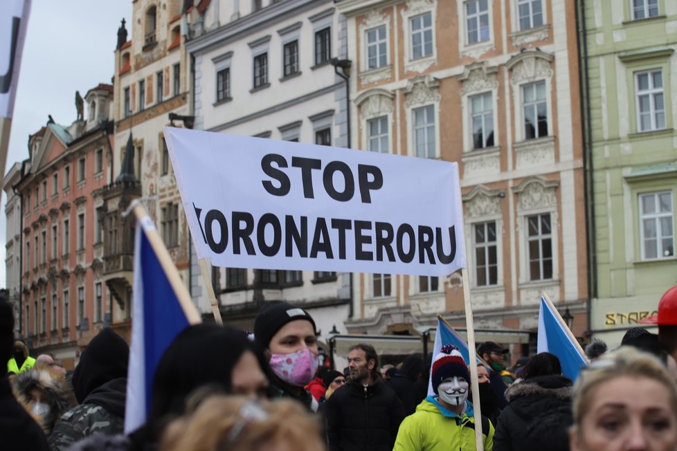 Průběh demonstrace proti vládním opatřením namířeným proti koronaviru. (10. leden 2021) Průběh demonstrace proti vládním opatřením namířeným proti koronaviru. (10. leden 2021)