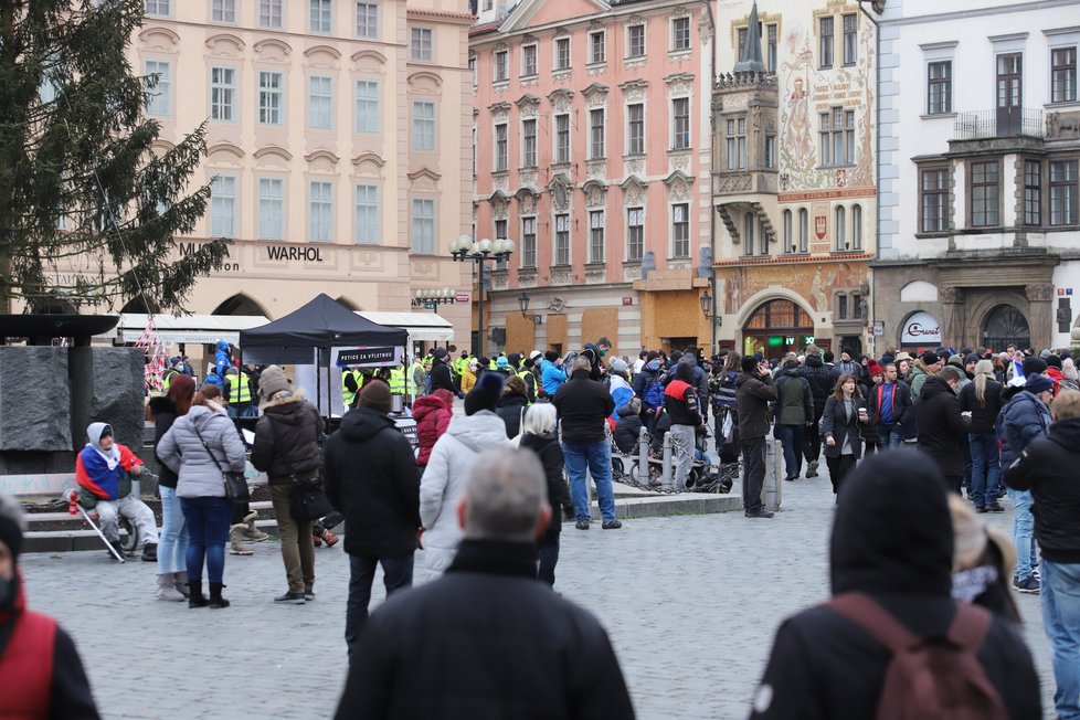 Průběh demonstrace proti vládním opatřením namířeným proti koronaviru. (10. leden 2021)