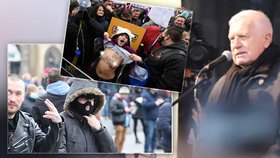Průběh demonstrace proti vládním opatřením namířeným proti koronaviru. Vystoupil na ní Václav Klaus, přes mrazivé počasí došlo i na nečekané odhalení. (10. leden 2021)