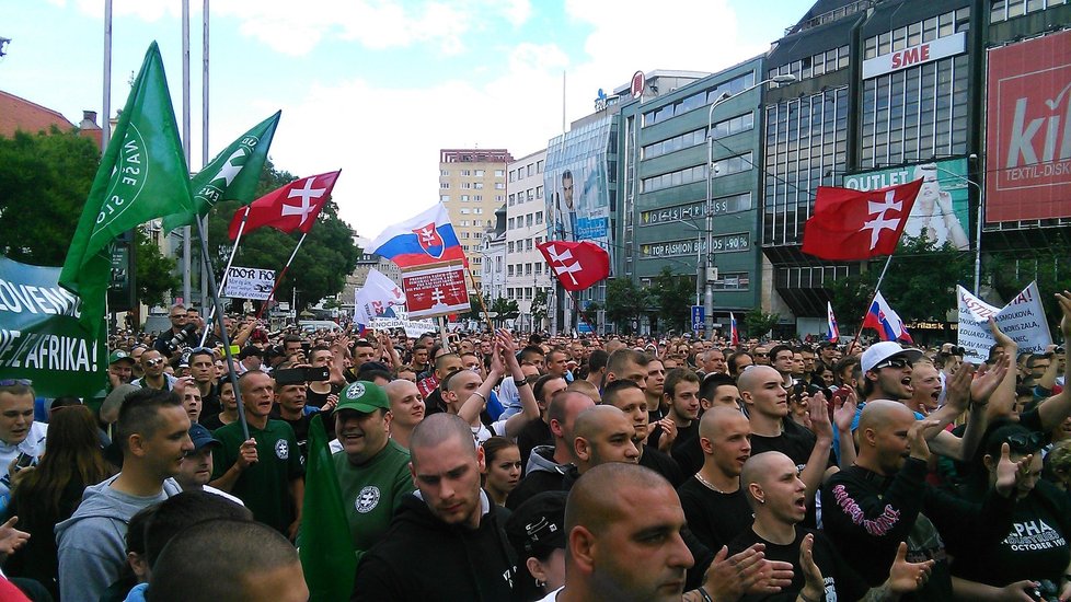 Mezi demonstranty byli i neonacisté.