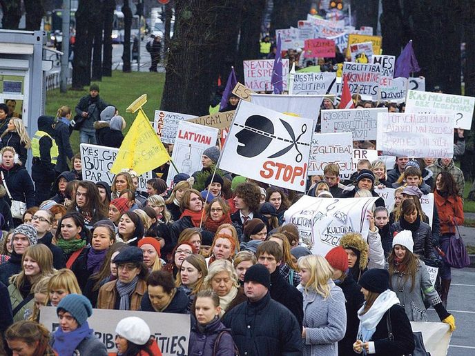 Demonstrace v Lotyšsku