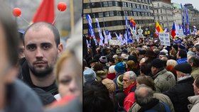 Na Václaváku dnes nebylo k hnutí, na demonstraci přišly tisíce lidí, mezi nimi například i Pavel Vondrouš, proslulý atentátem na Václava Klause.