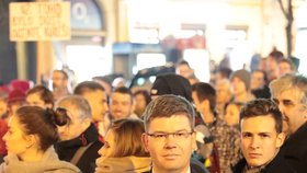 Jiří Pospíšil (Top09) na Václavském náměstí během protestů proti Andreji Babišovi (15.11.2018)