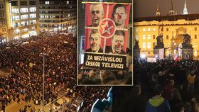 Protest "Zemane - ČT nedáme" prošel Prahou z Václavského náměstí až na Pražský hrad