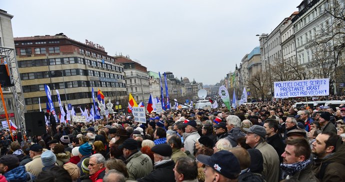 Protivládní protest na Václavském náměstí: Praha, 17. listopadu 2012