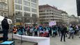 Demonstrace kurýrů společnosti Wolt na Václavském náměstí v Praze (14. února)
