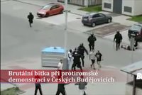 Brutální video: Bitka při protiromské demonstraci v Českých Budějovicích!
