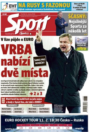 Čtvrteční vydání deníku Sport - 11.2. 2016