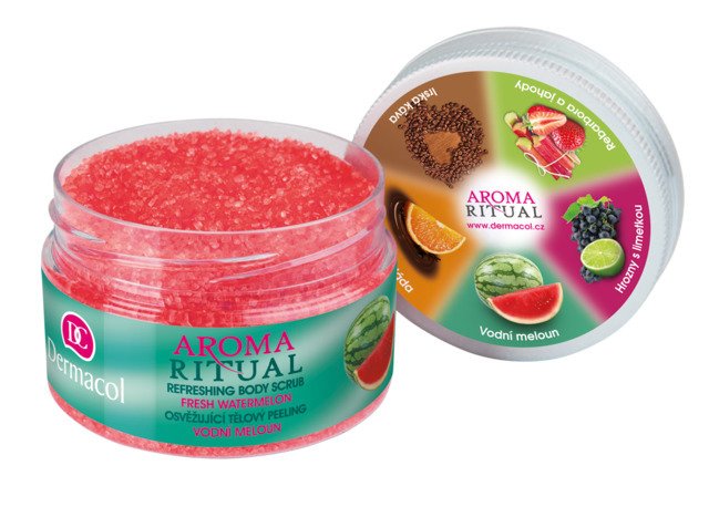 Dermacol, osvěžující tělový peeling, vodní meloun, 149 Kč (200 g), koupíte na www.dermacol.cz