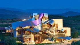 Budovu Hotelu Marqués de Riscal navrhl slavný architekt Frank Gehry, mezi jehož další projekty patří třeba Tančící dům v Praze či Guggenheimovo muzeum v Bilbau.