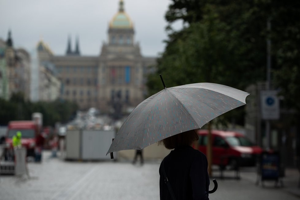 Deštivé počasí v Praze (29. 8. 2021)