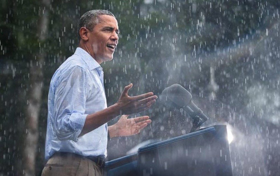 Barracka Obamu rozhodně déšť nerozhodí.