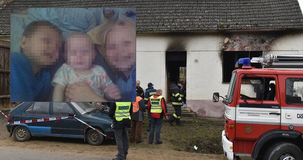 Požár staršího domu na Znojemsku v pondělí nepřežili dvě holčičky (†9 a †1) a jejich bráška (†4).