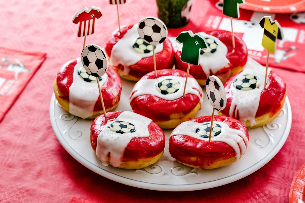 Fotbalové donuty na oslavu pro malé sportovce