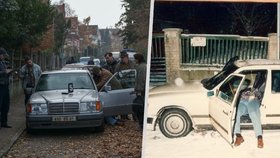 Vlevo: Záběr ze seriálu Devadesátky, vpravo: Skutečná fotografie z místa činu v roce 1993