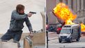 Zahraniční filmaři dál »devastují« Prahu: Hořící auto i připoutaný Gosling!