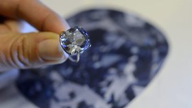 V přepočtu za rekordních 1,2 miliardy korun se vydražil dvanáctikarátový modrý diamant Blue Moon.