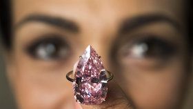 Diamant Unique Pink (Jedinečný růžový) o váze 15,38 karátu se v Ženevě vydražil za 750 milionů Kč.