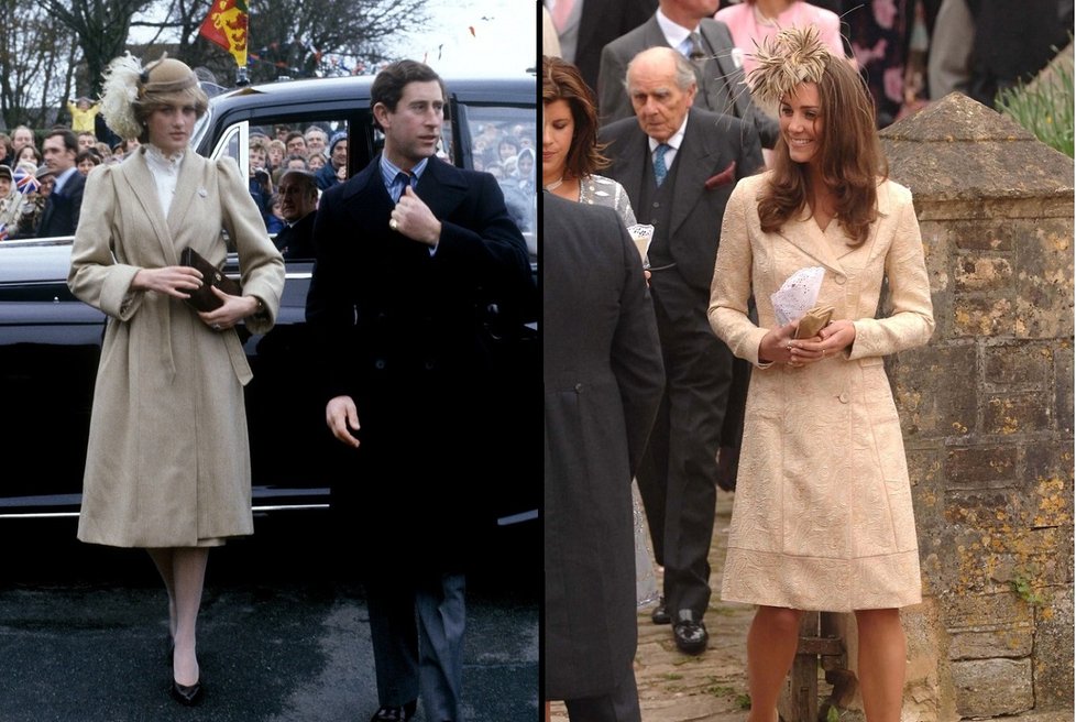 Kate i Diana v hnědém outfitu s kloboukem.