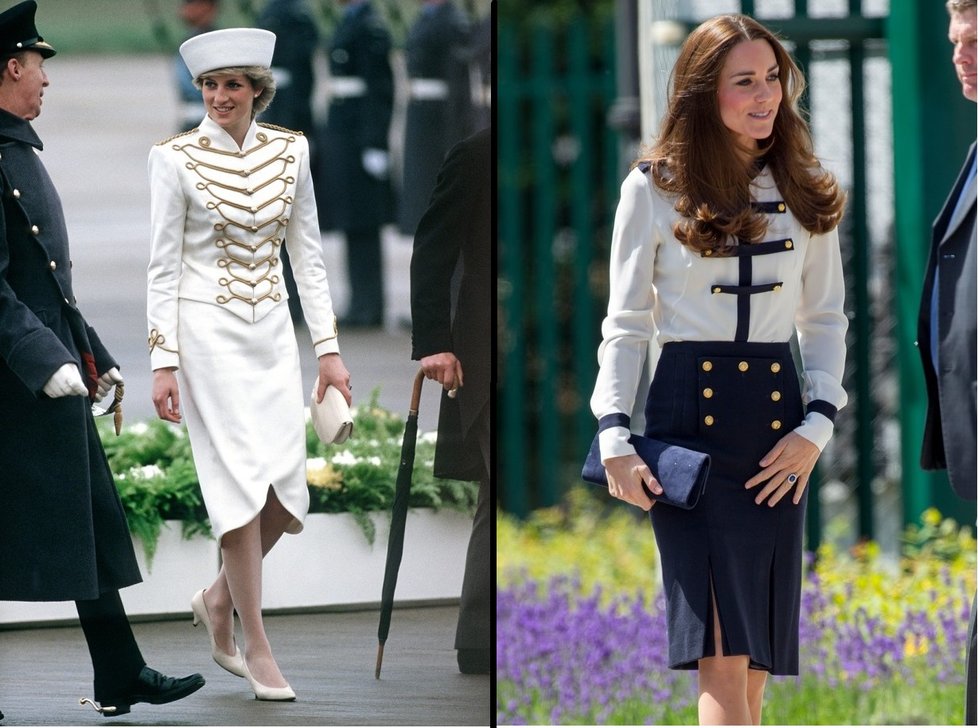 Diana a Kate Middleton v podobném outfitu