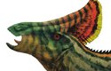 ypickým prvkem lambeosaurů (na obr. asijský Olorotitan) jsou kostěné hřebeny na hlavě