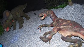 Dobojováno! Protoceratops (vlevo) se za cenu krvavých šrámů ubránil umírajícímu Velociraptorovi.