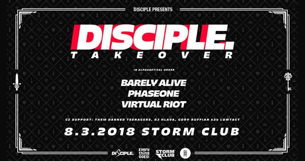 Na akci Disciple Takeover vystoupí poprvé v Česku Barely Alive, PhaseOne a Virtual Riot.