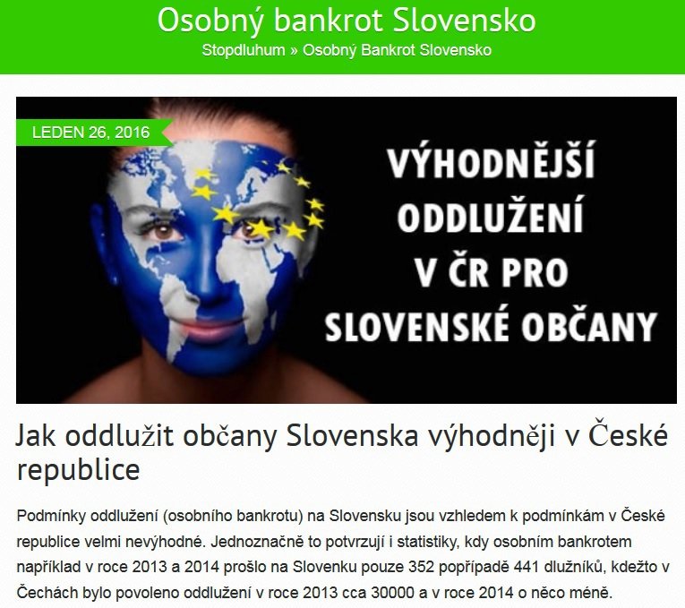 Nabídka pro slovenské občany na výhodnější oddlužení v ČR