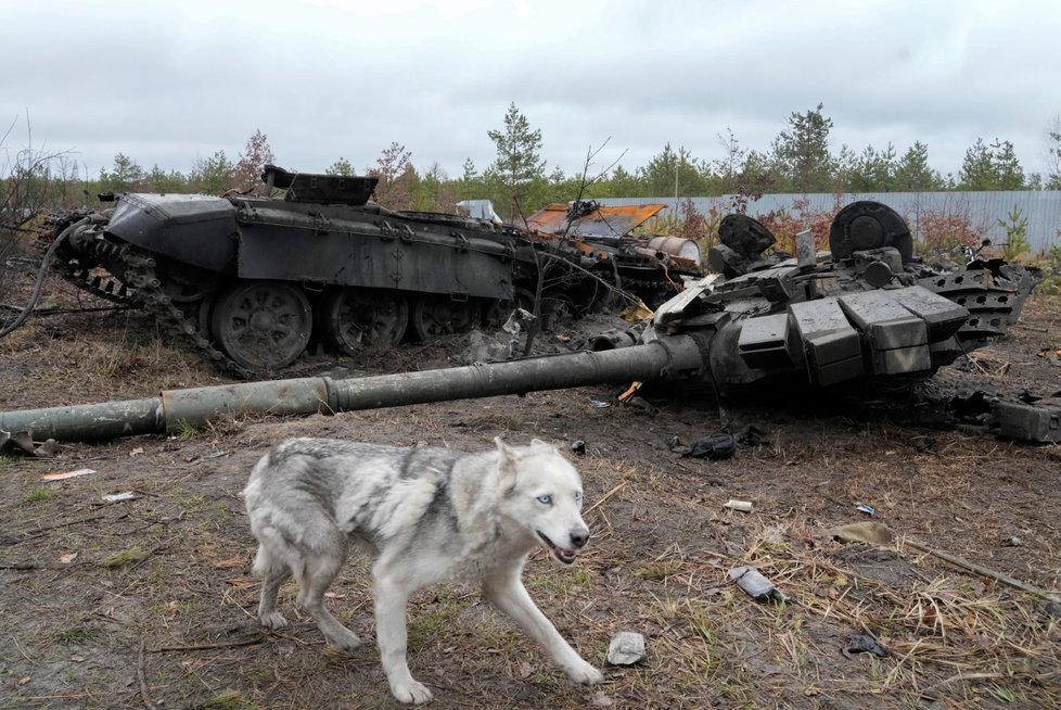 Ukrajinská armáda zničila ruské tanky u Dmytrivky nedaleko Kyjeva.