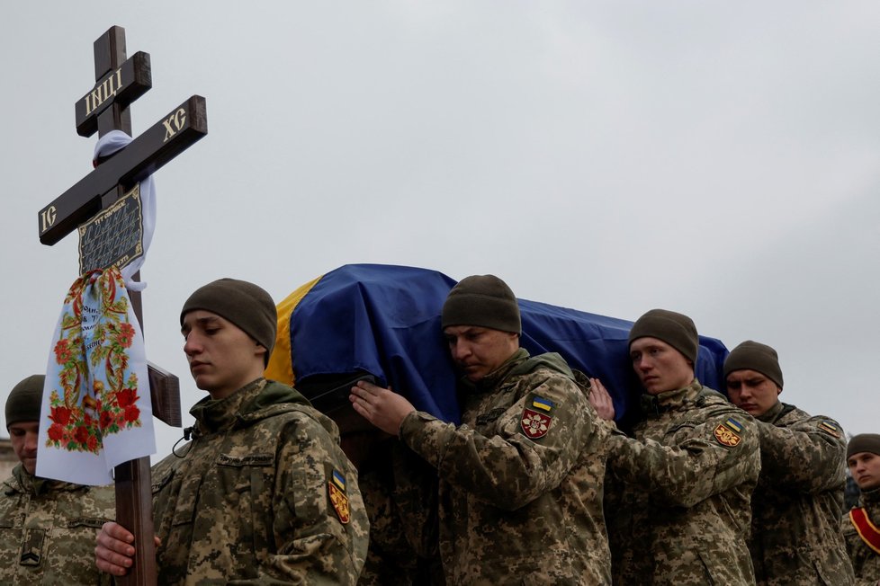 Pohřeb ukrajinského obránce Dmytra Kocjubajla (10.3.2023)