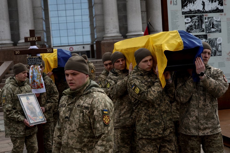 Pohřeb ukrajinského obránce Dmytra Kocjubajla (10. 3. 2023)