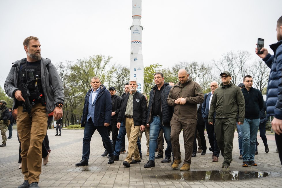 Prezident Petr Pavel v Dněpropetrovské oblasti na východě Ukrajiny (29.4.2023)