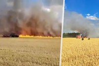 Obří požár na Plzeňsku, 22 jednotek v akci a nejvyšší stupeň poplachu: U Dobřan hoří velké pole