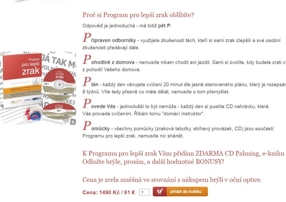 E-shop slibuje vyléčit makulární degeneraci i šedý zákal.