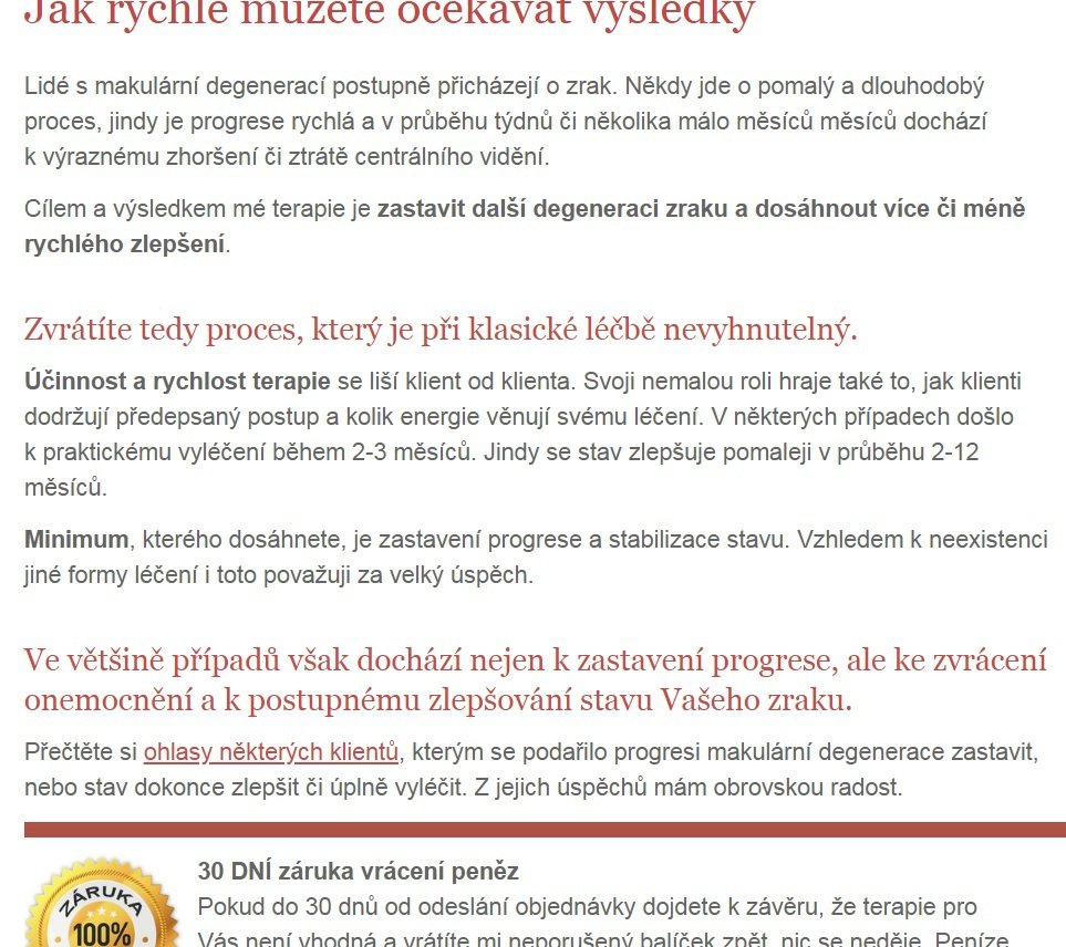 E-shop slibuje vyléčit makulární degeneraci i šedý zákal.