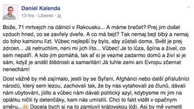 Kalendovo šokující vyjádření o uprchlících začalo brzy kolovat i na Twitteru