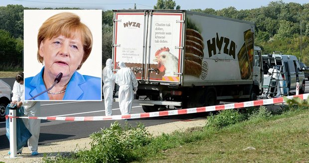 Dodávku s těly uprchlíků odtáhli na veterinu. Merkelovou nález mrtvol pořádně otřásl