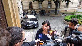 Ministryně Michaela Marksová před budovou Úřadu vlády