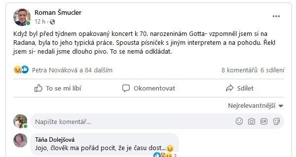 Táňa Dolejšová reaguje na sociálních sítích.