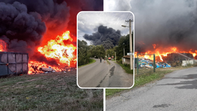 Požár třídirny odpadů na Příbramsku. (25. srpen 2023)