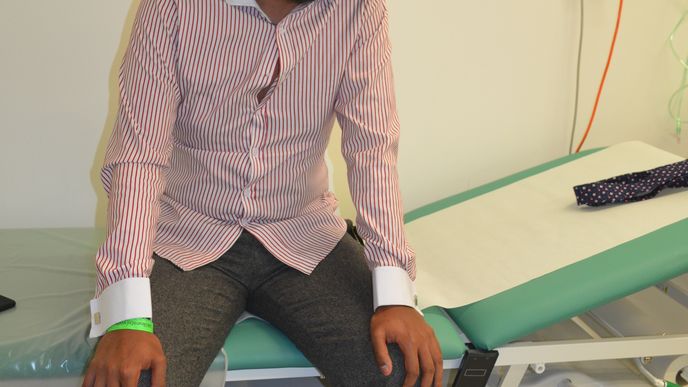 Dominik Feri po ošetření v nemocnici. (21.4.2019)