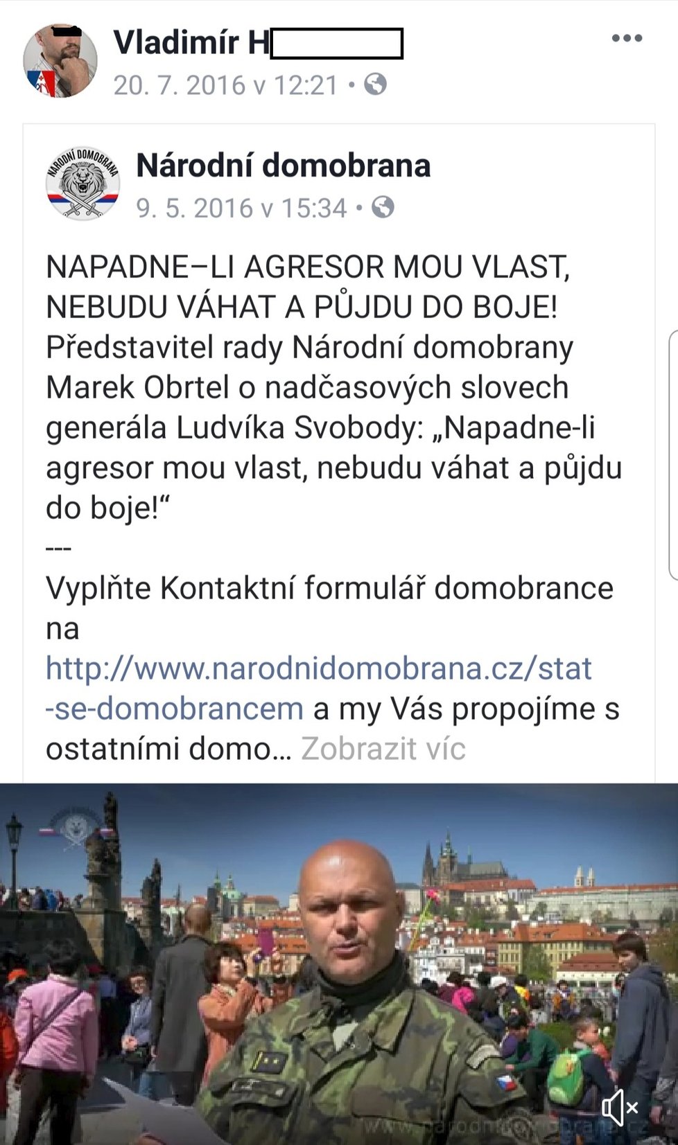 Starší z údajných útočníků Vladimír H. často sdílí vlastenecké, ale i protiuprchlické a protiislámské statusy.