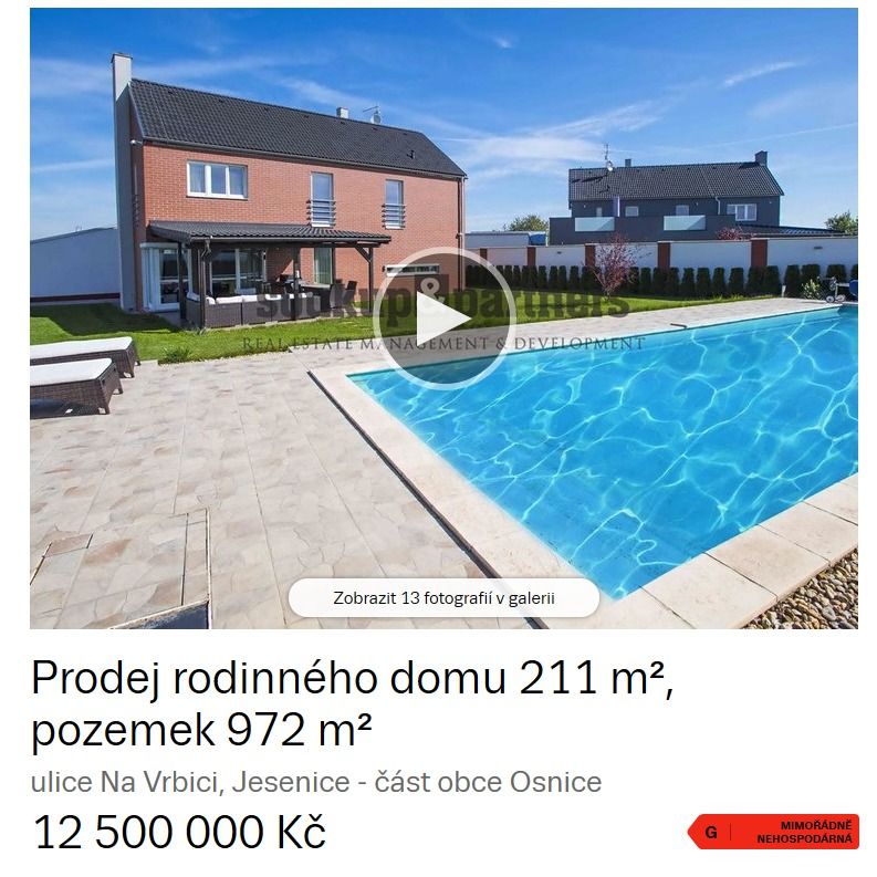 Dominika Mesarošová nyní snížila cenu domu na 12 500 000 Kč.