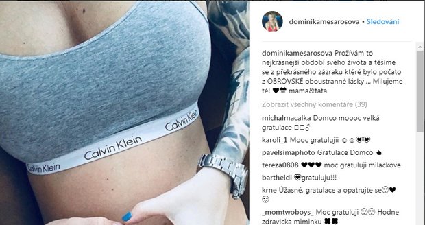 Dominika Mesarošová potvrdila těhotenství.