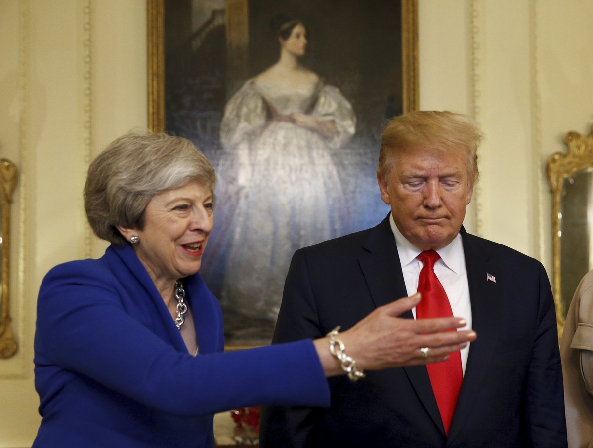 Donald Trump a Theresa Mayová (4. 6. 2019)